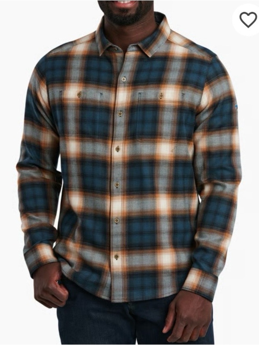 Kuhl The Law Flannel Heavyweight Plaid Button Up Shirt Men's XL Moonlight Bay